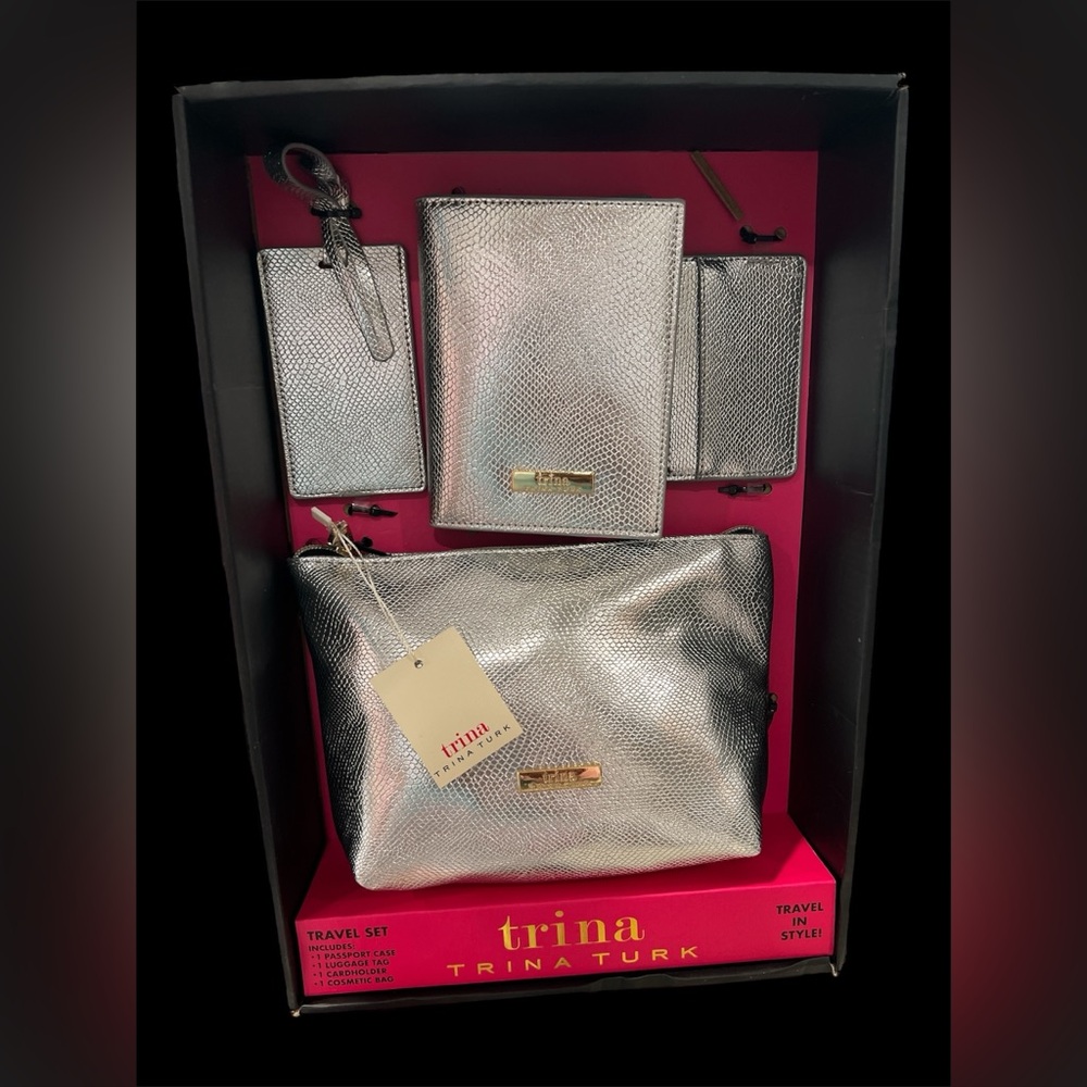 Trina Turk Metallic Silver Travel Set